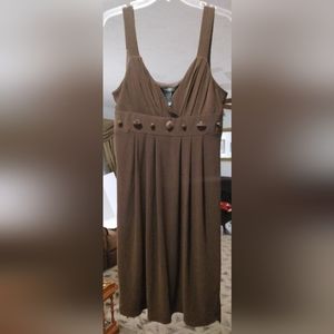 Bisou Bisou womens sleeveless brown dress with embellishments and tie in back